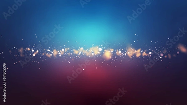 Fototapeta Blue Red bokeh particles glitter awards dust gradient abstract background. Futuristic glittering in space on blue red background.