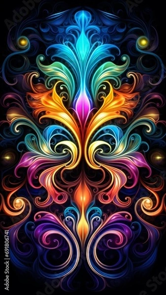 Obraz Imagination dmt lsd fractal art black background AI Generated image