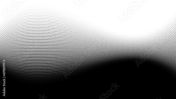 Obraz 黒のスクリーントーンのウェーブ。モダンなアブストラクト背景。