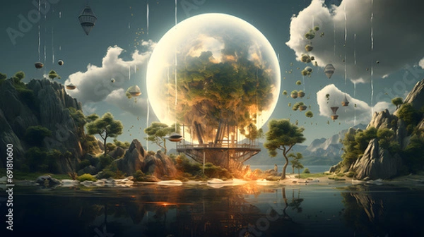 Obraz Creative concept. Creator. Visual contents. Generative Ai.