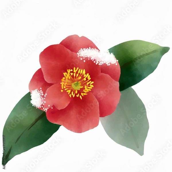 Fototapeta 椿の花と雪