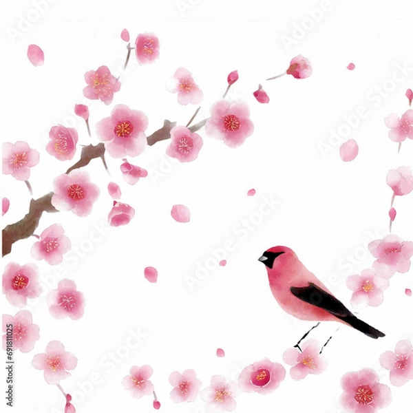 Obraz 梅の花と鳥