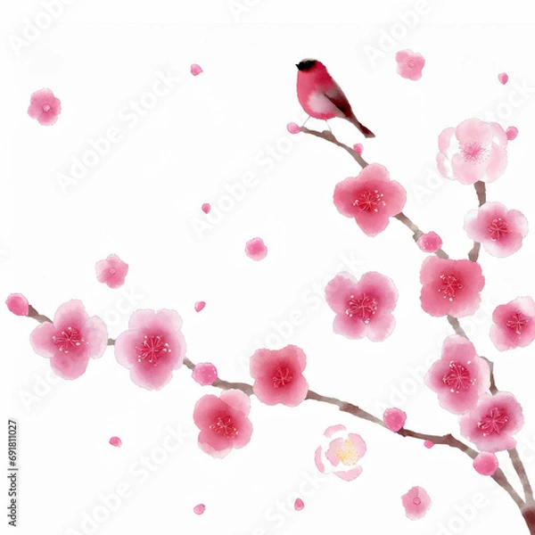 Obraz 梅の花と鳥