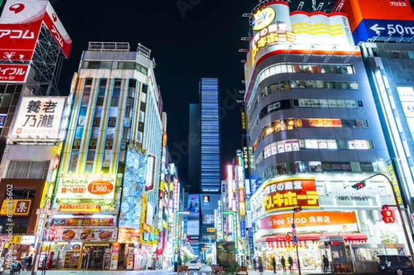 Fototapeta 新宿歌舞伎町セントラルロード入り口_夜の街並み風景_夜景_東京都新宿区