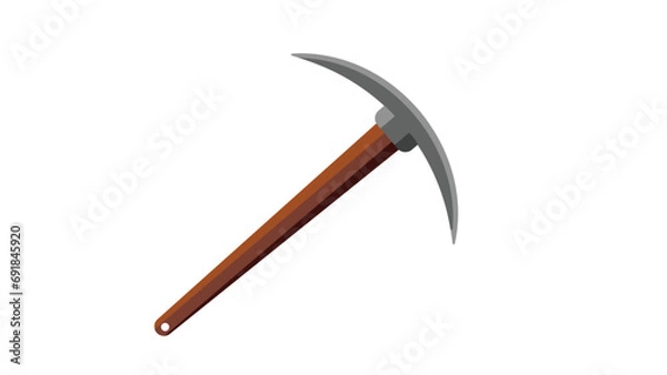 Fototapeta Metal pickaxe with brown wooden handle metal pickaxe icon