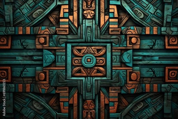 Obraz Abstract patterns background inspired by Inka architecture and art, wallpaper banner