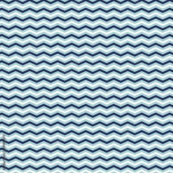 Fototapeta Blue chevron pattern seamless design. Colorful seamless wavy stripes pattern.
