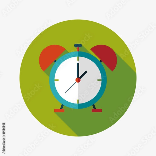 Fototapeta alarm clock flat icon with long shadow,eps10