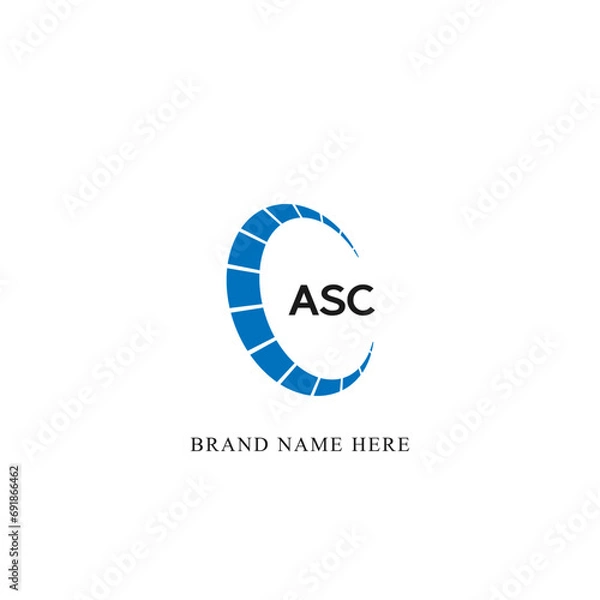 Fototapeta ASC logo. A S C design. White ASC letter. ASC, A S C letter logo design. Initial letter ASC linked circle uppercase monogram logo R letter logo vector design. 