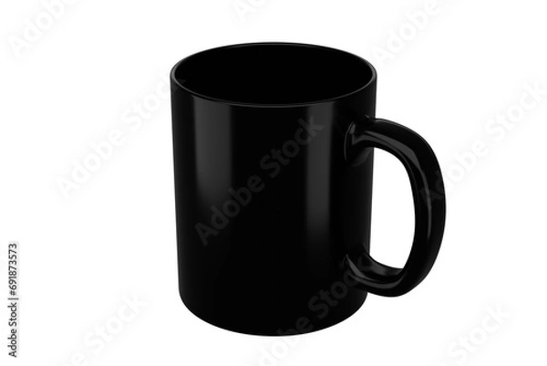Fototapeta Black mug on isolated background. Applicable for mockup design. 3d rendering realistic illustration.