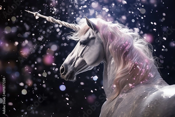 Obraz unicorn in glitter falling