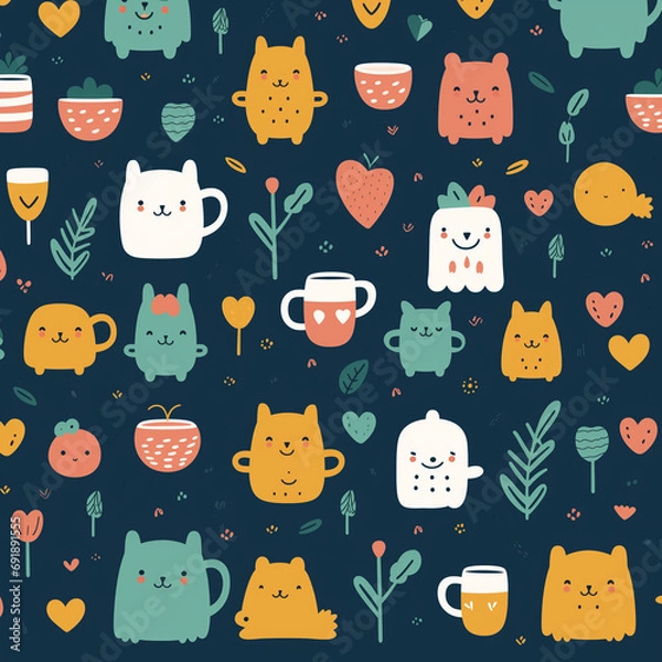 Fototapeta Cute repeated Pattern Logo Banner