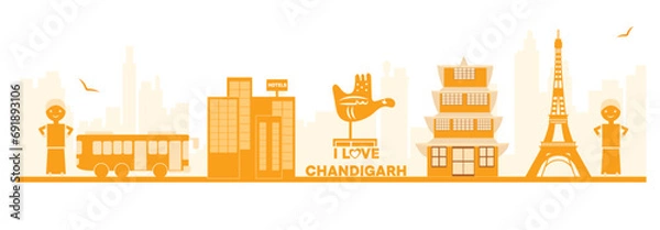 Obraz Vector illustration Chandigarh Skyline panorama editable template 