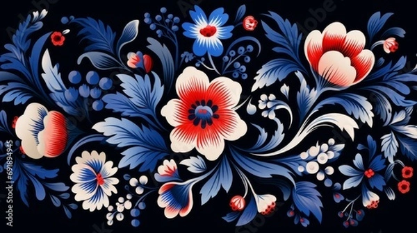 Fototapeta Floral pattern. Vibrant Spirit of colorful with Authentic flowers background.