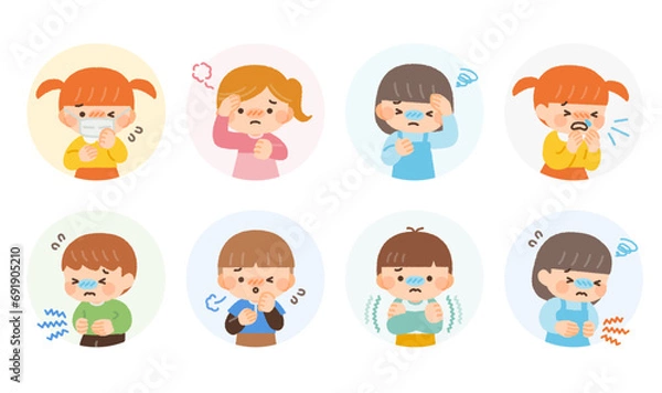 Obraz 子供の様々な体調不良のイラスト素材
