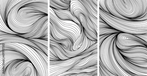 Obraz Backdrop cover layout template. Wavy curved line backgrounds collection.
