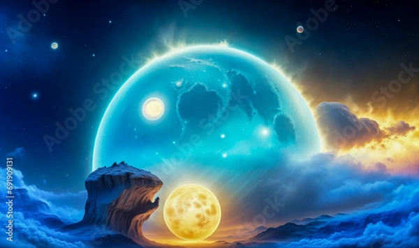 Obraz stars nebula abstraction planet satellites