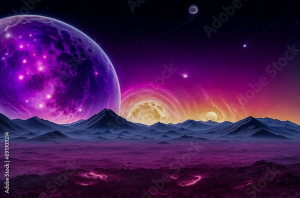 Obraz stars nebula abstraction planet satellites