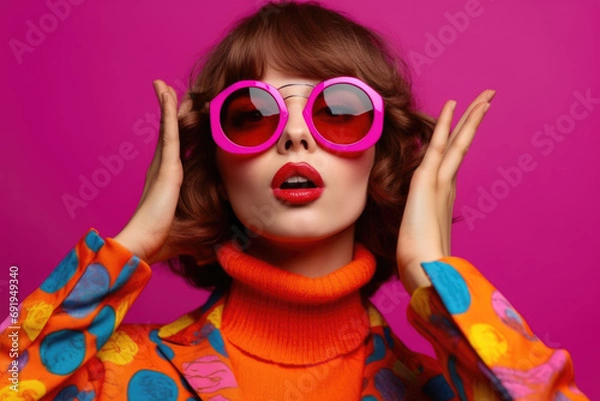 Fototapeta Pop art model with glasses