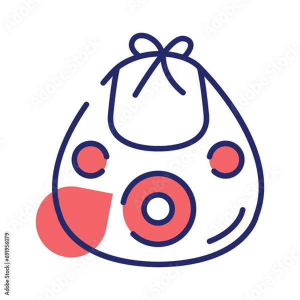Fototapeta Newborn clothing accessory, baby apron vector design, customizable icon of baby bib