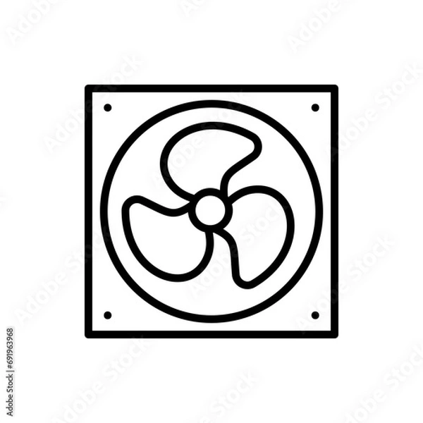 Obraz Fan icon. Fan simple vector icon in black linear style isolated on white background. For the Internet, applications, design.