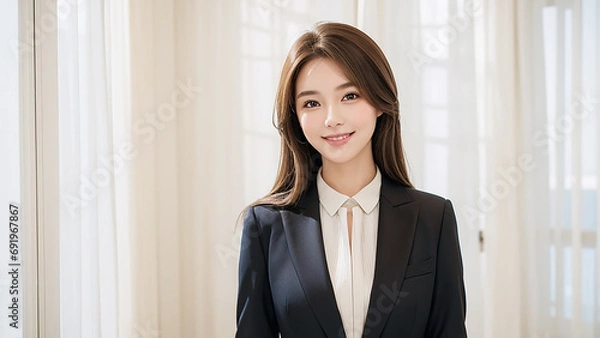 Obraz 働く日本人女性　スーツ　受付嬢｜Generative AI