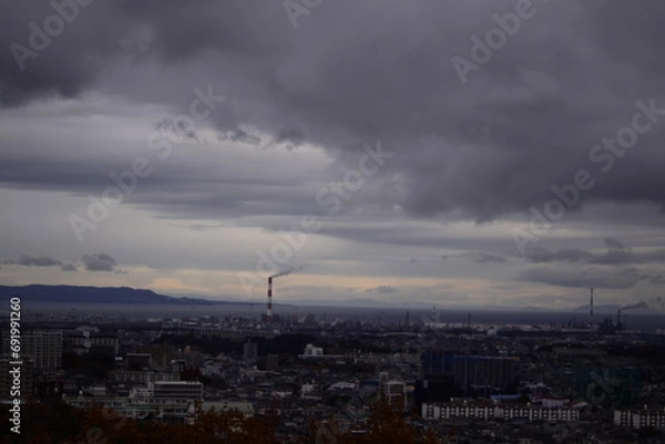 Obraz 曇り空の煙突