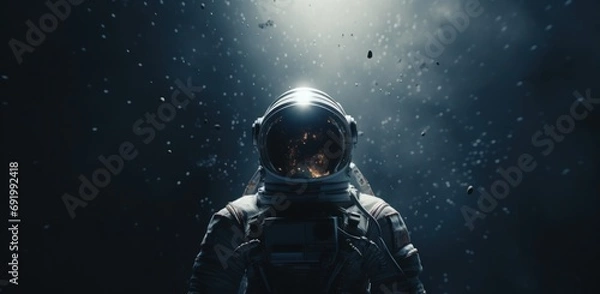 Fototapeta an astronaut is shown in his spacesuit with space on the background