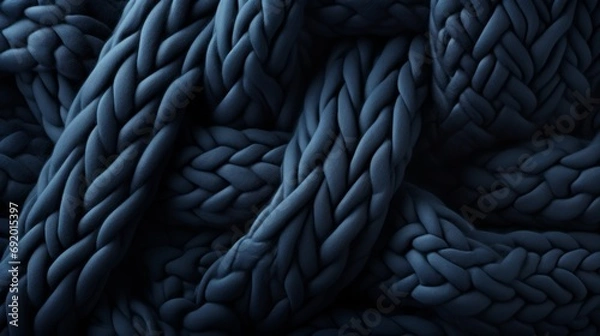 Fototapeta Softly woven strands intertwine to create a cozy haven, inviting you to wrap yourself in the warmth of this intricately crafted knitted rope blanket