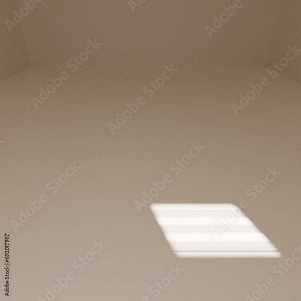 Fototapeta brown empty room with window shadow, 3D rendering