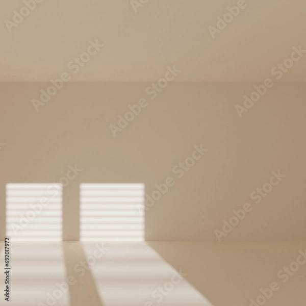 Fototapeta brown empty room with window shadow, 3D rendering