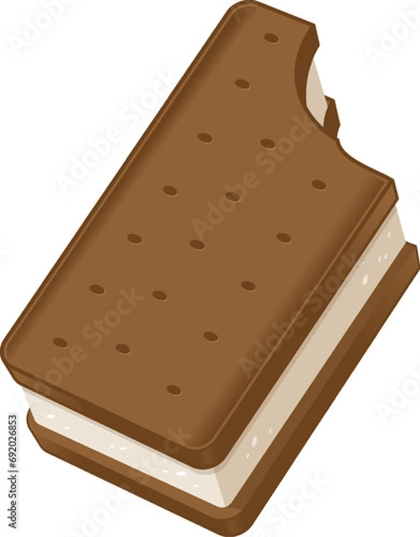Fototapeta Ice cream sandwich isolated on white vector illustration