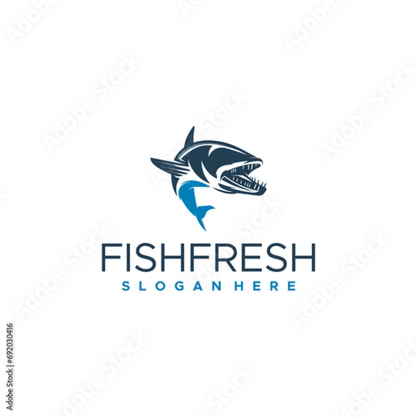 Obraz Attractive Barracuda Fish Vector Logo Design