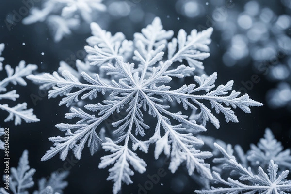 Fototapeta Snowflakes photograph closeup