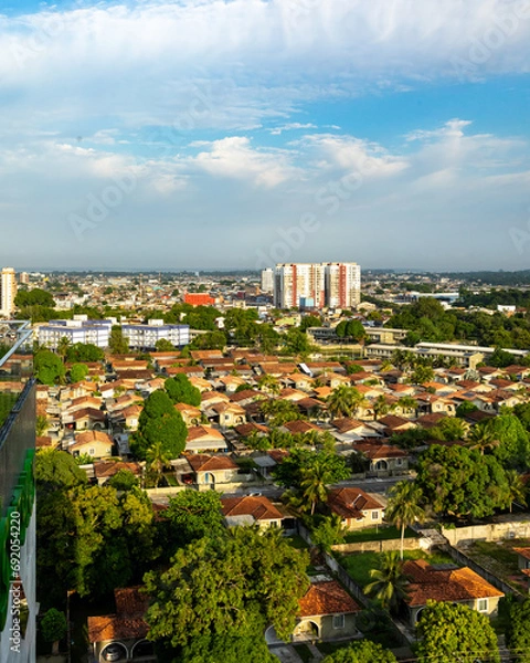Fototapeta View from of city of Belém, State of Pará, Brazil at dawn. Amazon region.Tourism and business. Cityscape.