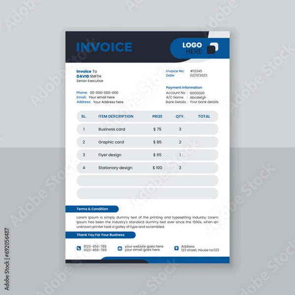 Obraz Modern and simple invoice design template.
