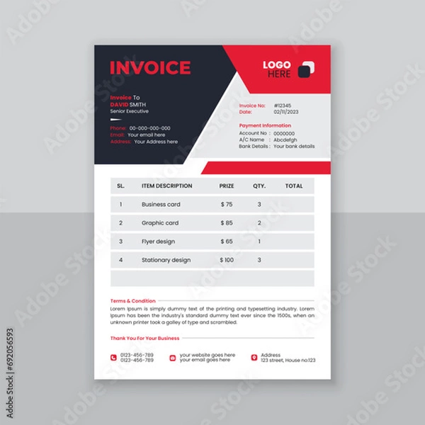 Obraz Modern and simple invoice design template.