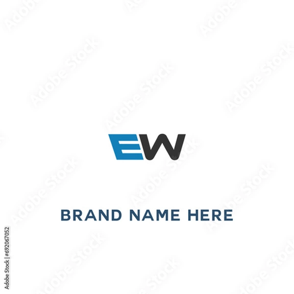 Fototapeta EW logo. E W design. White EW letter. EW, E W letter logo design. Initial letter EW linked circle uppercase monogram logo.