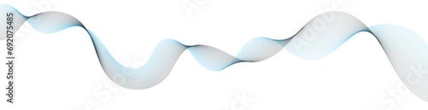 Fototapeta Abstract background with waves for banner. Web banner size. Vector background with lines. Element for design isolated on white. Black and blue