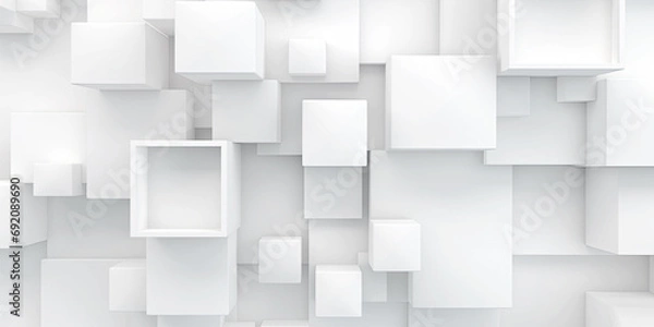 Fototapeta Abstract 3d white cubes background, geometric pattern texture.