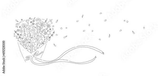 Obraz Hand drawn vector illustration of flower bouquet - Simple friendly touch - Greeting message for Winter Holiday Season - corporate, family, friends