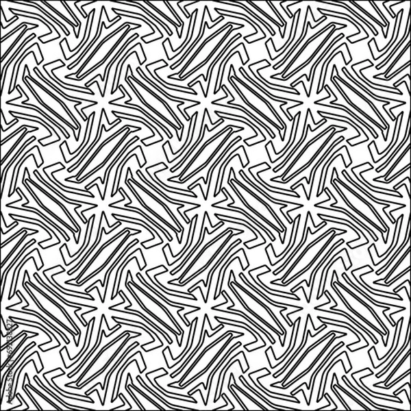 Obraz Figures from lines.Black pattern on white wallpaper for web page, textures, card, poster, fabric, textile. Abstract background.Repeating background image.White texture. Lines form shapes.