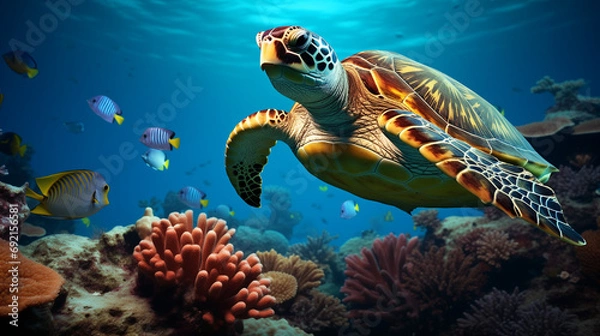 Fototapeta turtle swimming