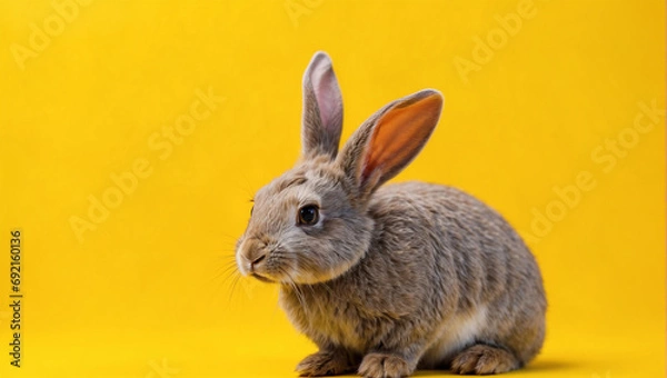 Fototapeta rabbit on yellow background