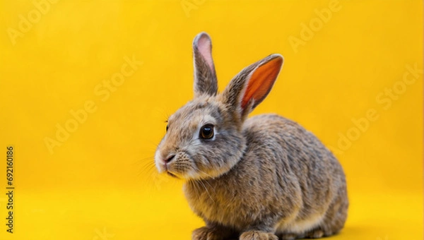 Fototapeta rabbit on yellow background