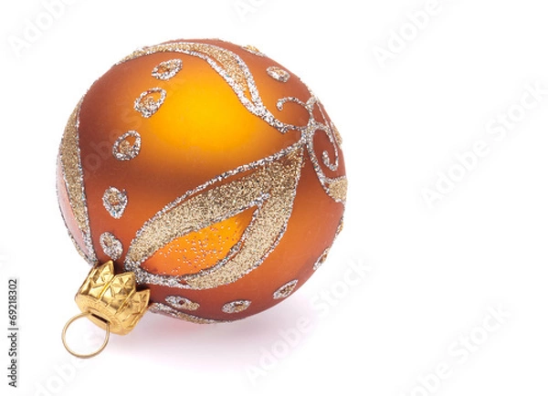 Obraz orange christmas ball on white background