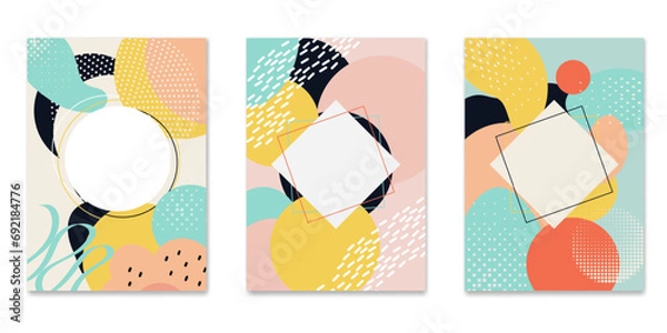Fototapeta Energetic design with abstract shapes and textures for a modern, trendy look. Covers template vector set.