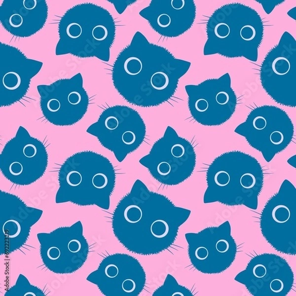 Fototapeta Halloween animals seamless cats pattern for wrapping paper and fabrics and linens and kids clothes print