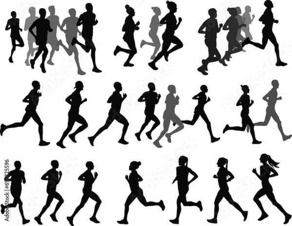 Obraz runners silhouettes collection - vector