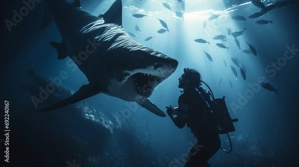 Obraz diver and shark